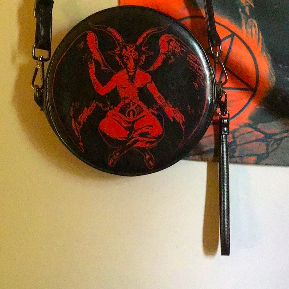Kreepsville 666 Baphomet Round Wrislet Purse Vegan Bag